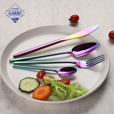 Creative PVD Rainbow Colored Shiny Stainless Steel Cutlery with High Quality