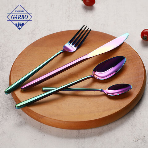 Creative PVD Rainbow Colored Shiny Stainless Steel Cutlery with High Quality