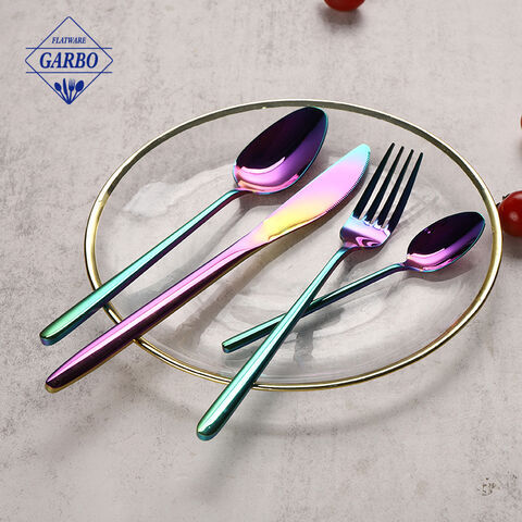 Creative PVD Rainbow Colored Shiny Stainless Steel Cutlery with High Quality