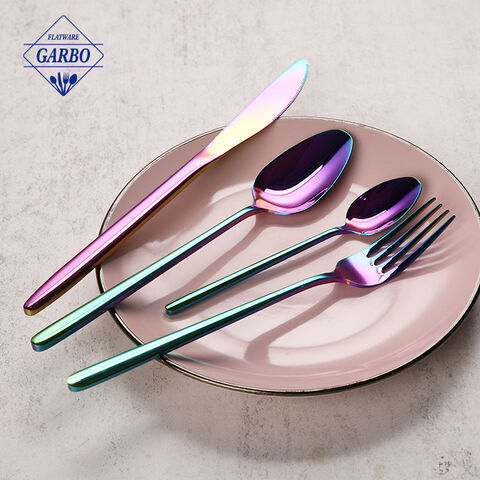 Creative PVD Rainbow Colored Shiny Stainless Steel Cutlery with High Quality