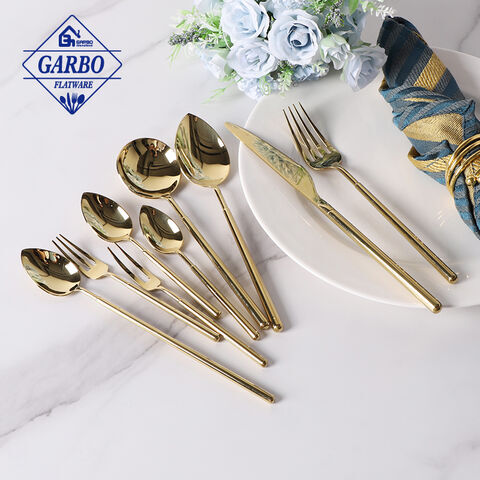 Noble golden 304ss mental knife fork spoon dinnerware high-end cutlery set for wedding