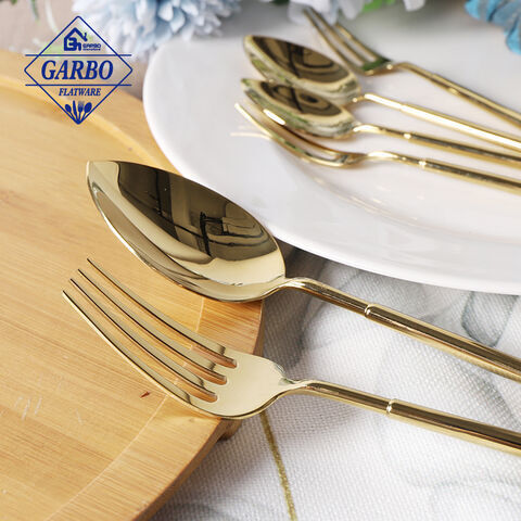 Noble golden 304ss mental knife fork spoon dinnerware high-end cutlery set for wedding