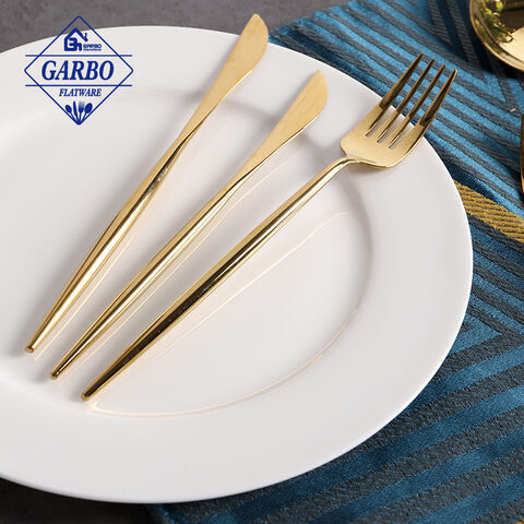 High mirror polish dinner fork premium mental golden table fork for meat steak food