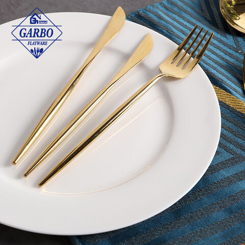 Hochglanzpolierte Menügabel Premium Mental Golden Table Fork für Fleischsteaks