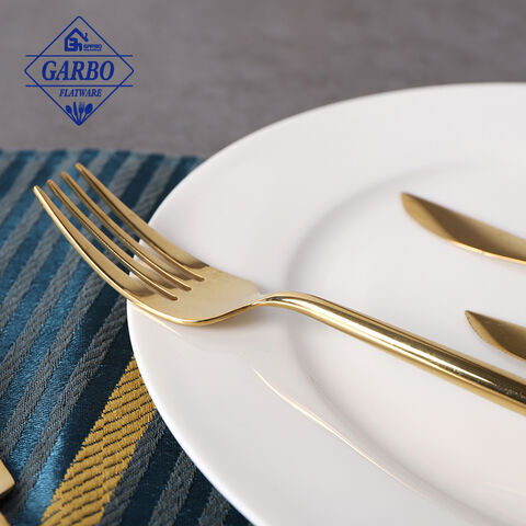 High mirror polish dinner fork premium mental golden table fork for meat steak food