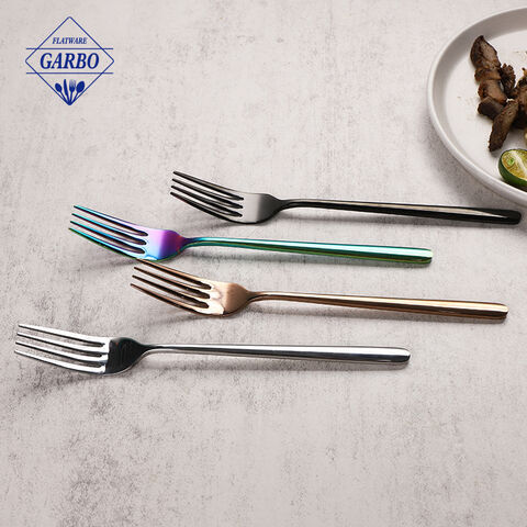 Fourchette à dîner en acier inoxydable minimaliste brillant de couleur PVD de haute qualité