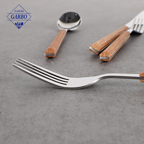 plastic wooden handle 430 stainless steel flatware dinner set