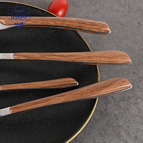 plastic wooden handle 430 stainless steel flatware dinner set