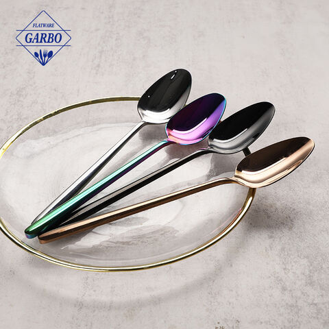 Mirror Polish PVD Colored Simple Stainless Steel Dinner Spoon with Fine Handle