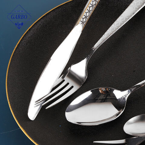 Mirror polish silver 24pcs tableware set cheap price 410ss cutlery set for wholesale