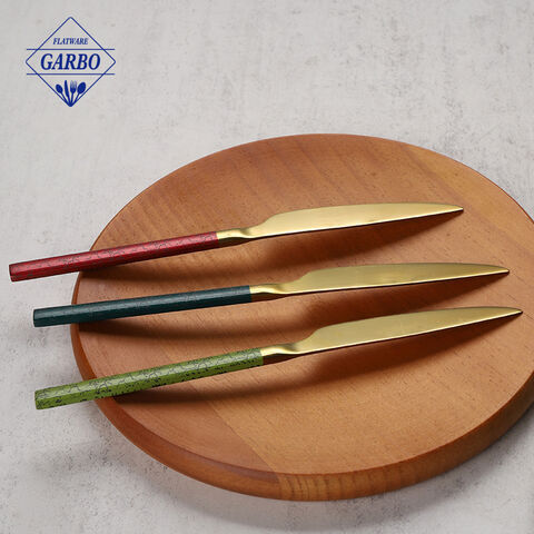 Top food safe gold stainless steel cutlery set with color handle