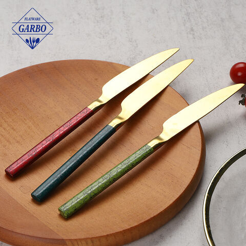 Top food safe gold stainless steel cutlery set with color handle