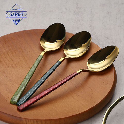Mirror Polish Simple 410 Stainless Steel Dinner Spoon With  Colors