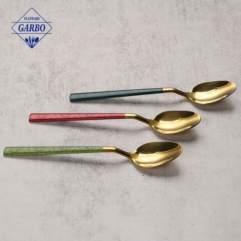 Mirror Polish 410 Stainless Steel Gold Tea Spoon