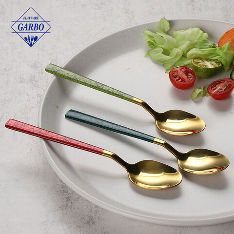 Mirror Polish  410 Stainless Steel Gold Tea Spoon 