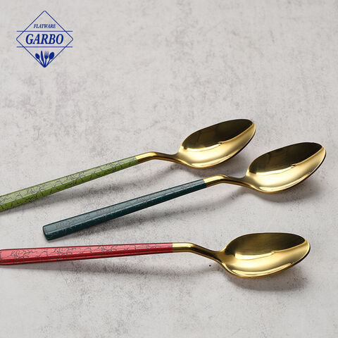 Mirror Polish  410 Stainless Steel Gold Tea Spoon 