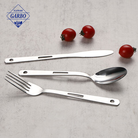 unique hallow out design mirror polish dinner spoon knife fork cutlery set