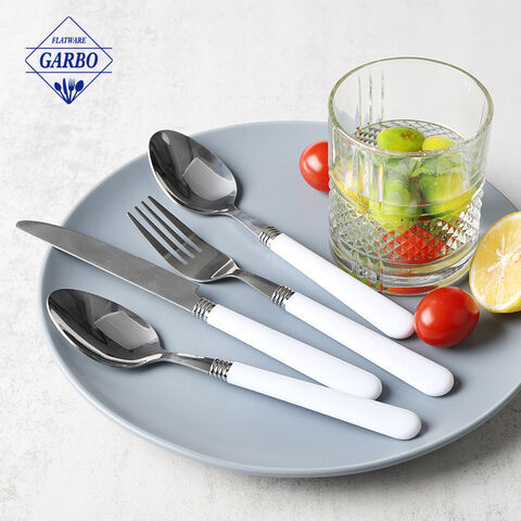 ​high quality flatware set with white color plastic handle 