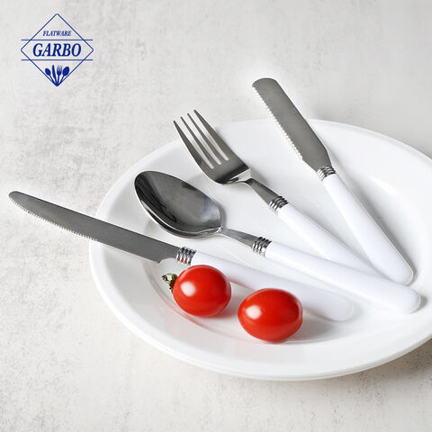 ​high quality flatware set with white color plastic handle 