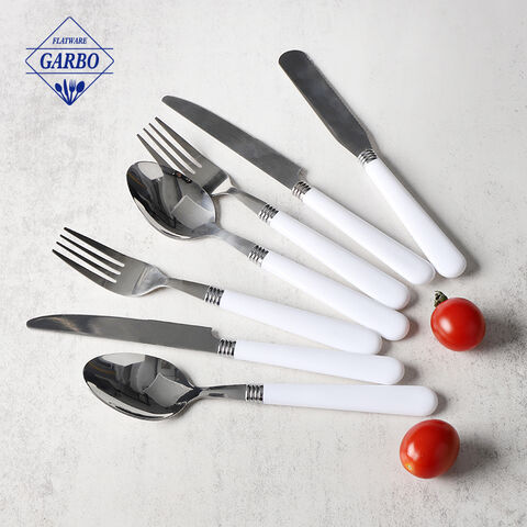 ​high quality flatware set with white color plastic handle 