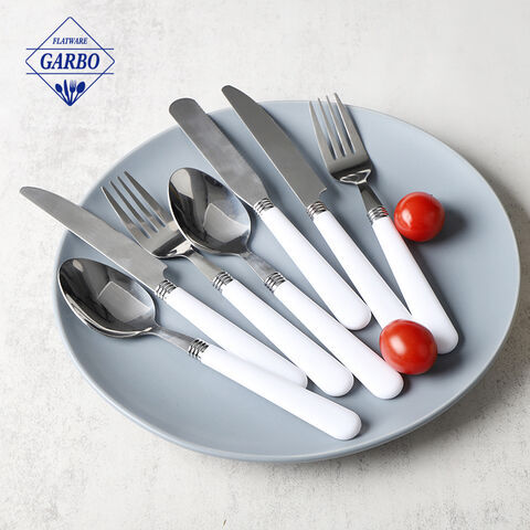 ​high quality flatware set with white color plastic handle 