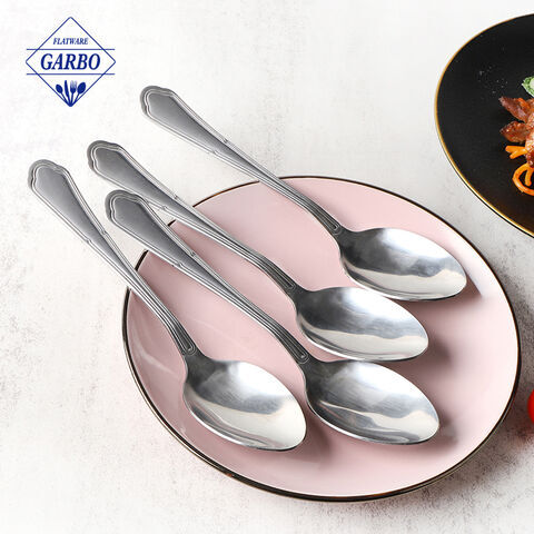 12pcs Pack Minimalist Lace Style Tumble Polished Stainless Steel Silver Spoon with Competitive Price