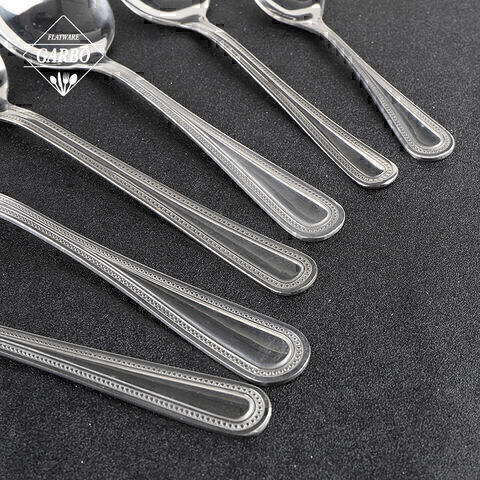 Matt Polished Minimalist Embossed Lace Handle Silvery Stainless Steel Flatware Sets