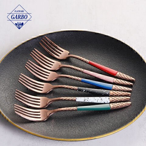 Fourchette en acier inoxydable de haute qualité du fabricant en placage de couleur or rose