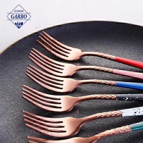 Manufacturer high quality stainless steel fork in rose gold color plating