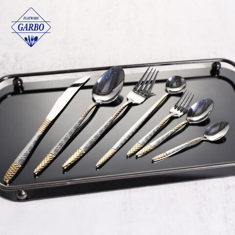 High-end Stainless-Steel Silverware Cutlery Set with Decorative Classic Elements Handle