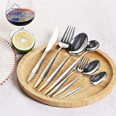 High-end Stainless-Steel Silverware Cutlery Set with Decorative Classic Elements Handle