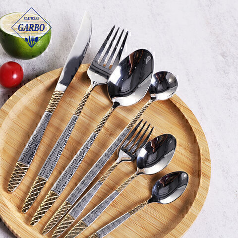 High-end Stainless-Steel Silverware Cutlery Set with Decorative Classic Elements Handle