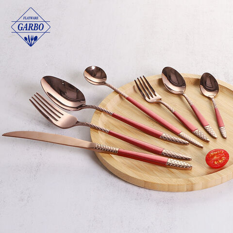 Mirror polish high quality flatware set noble rose gold color cutlery for home use
