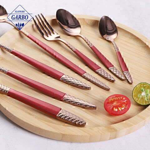 Mirror polish high quality flatware set noble rose gold color cutlery for home use