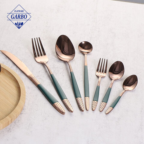 Premium stainless steel flatware set with competitive price elegant rose gold color cutlery