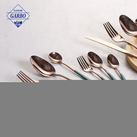 Premium stainless steel flatware set with competitive price elegant rose gold color cutlery