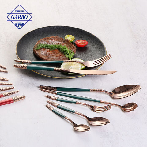 Premium stainless steel flatware set with competitive price elegant rose gold color cutlery