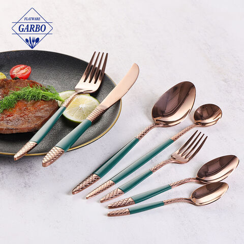 Premium stainless steel flatware set with competitive price elegant rose gold color cutlery