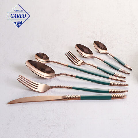 Premium stainless steel flatware set with competitive price elegant rose gold color cutlery