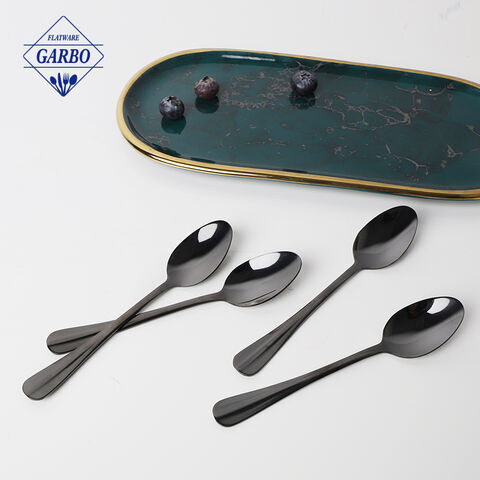 China manufacture cutlery e-plating black color 410 stainless steel coffee spoon