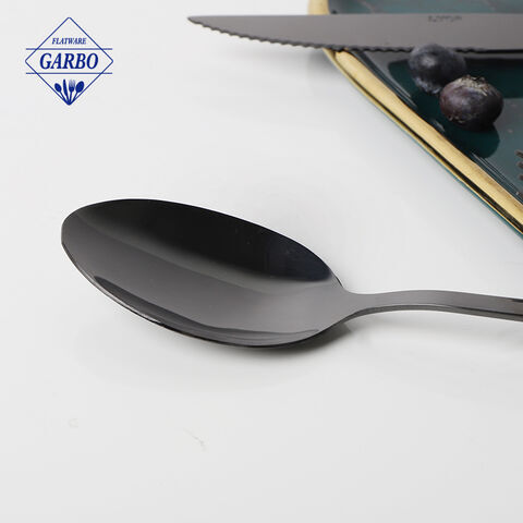China manufacture cutlery e-plating black color 410 stainless steel coffee spoon