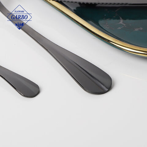 China manufacture cutlery e-plating black color 410 stainless steel coffee spoon