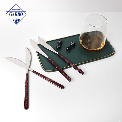 Modern hot selling marble design flatware premium 430 stainless steel dinner knife 