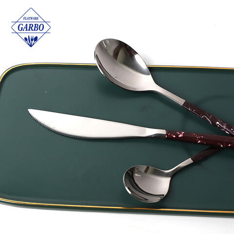 Modern hot selling marble design flatware premium 430 stainless steel dinner knife 