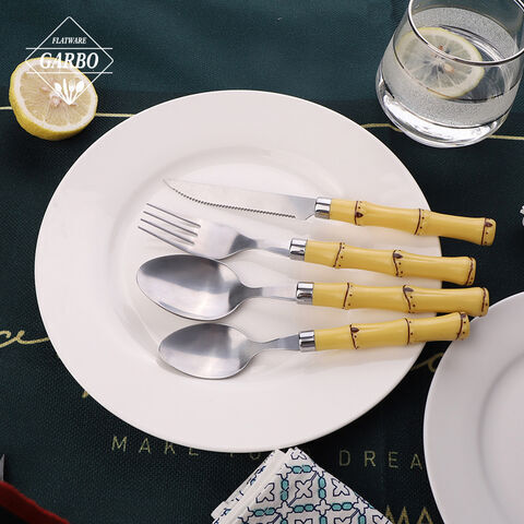 China wholesaler dinner cutlery set with plastic handle for home 