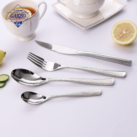 silver color unique design Amazon hot selling stainless steel cutlery set