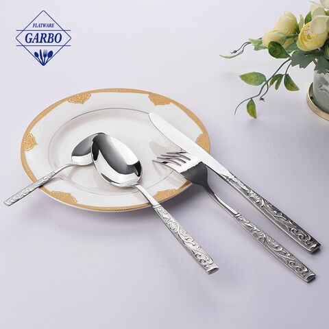 silver color unique design Amazon hot selling stainless steel cutlery set