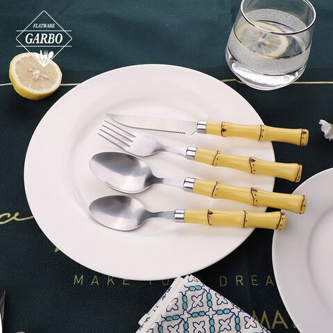 Bamboo Plastic Handle Flatware Set Popular with Brazil Market Cutlery Set
