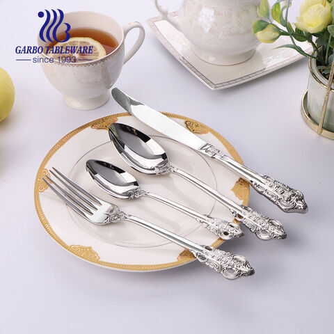 High quality mirror polish silver flatware set hotselling in Amazon