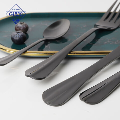 Amazon Popular PVD Black Food Grade 24pcs Stainless Steel Cutlery Sets